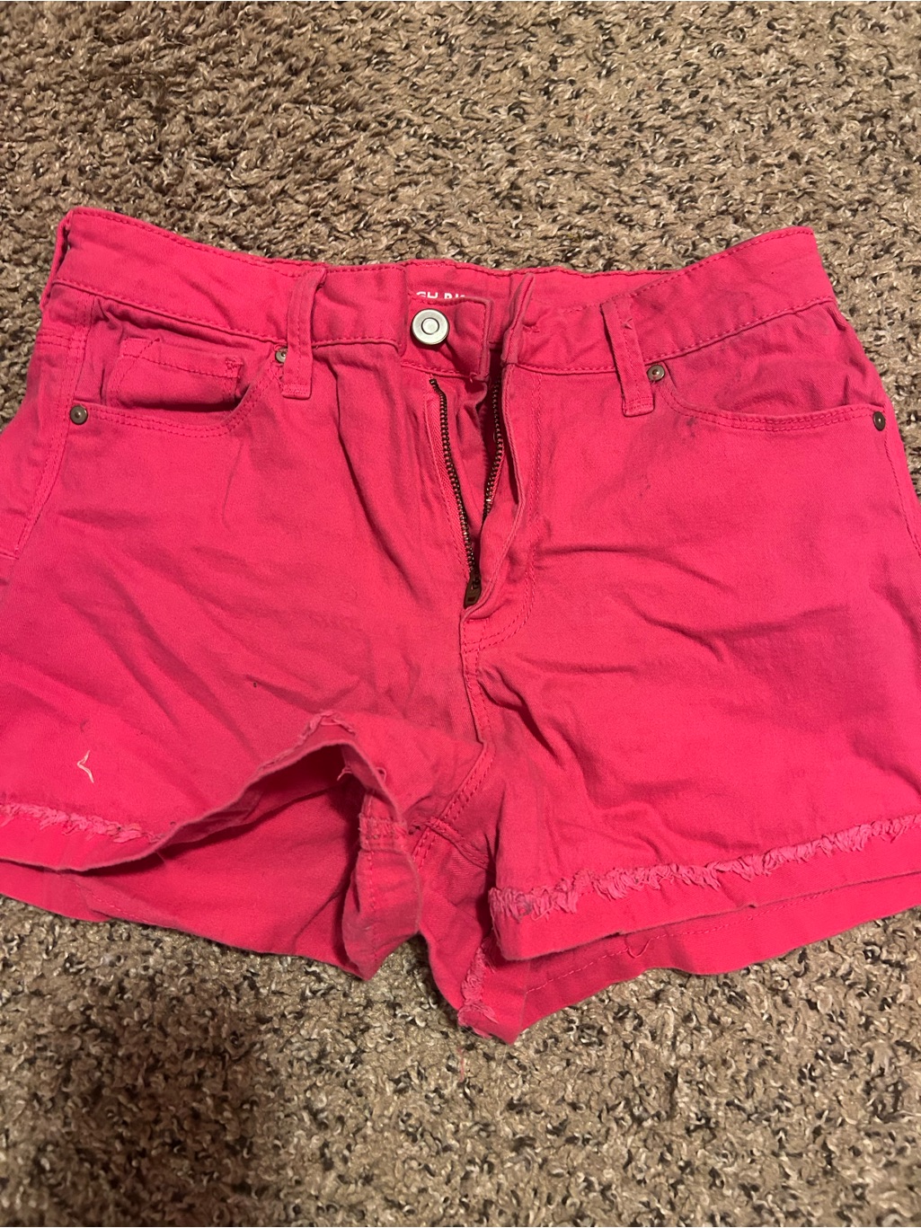 Nobo Bright Pink Frayed Hem Jean Shorts